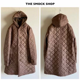 THE SMOCK SHOP - スモックショップ 裏フリース キルティング フード ロング コートS ブラウン