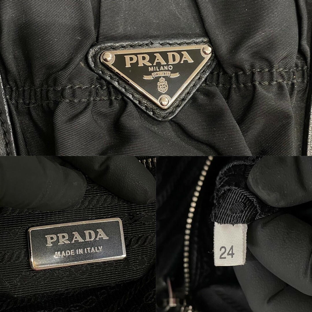 PRADA - 極 美品 希少品 PRADA プラダ 三角 ロゴ 金具 ナイロン レザー
