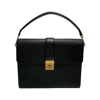 プラダ(PRADA)の極 美品 希少品 カード付 PRADA プラダ ロゴ 金具 レザー 本革 ビジネスバッグ ハンドバッグ ブリーフケース ブラック 黒 18809(ビジネスバッグ)