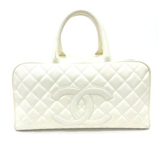 シャネル CHANEL ボストンバッグ CC ココマーク カバン ハンドバッグ キャビアスキン ホワイト