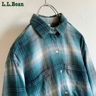 エルエルビーン(L.L.Bean)の80s 90s ビンテージ エルエルビーン オンブレチェック ポケ付 ネルシャツ(シャツ/ブラウス(長袖/七分))