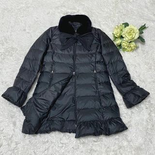 ★美品★トゥービーシック フリルドレスコート40（M)カーキ系 薄手 五分袖