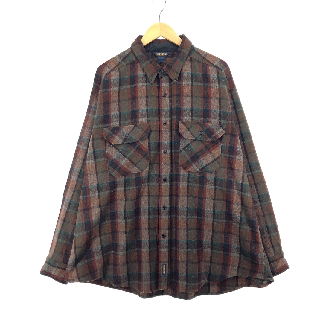 ボタンダウン長袖モデル形状ウールリッチ WOOLRICH チェック柄 ウールシャツ メンズXXL /eaa393800