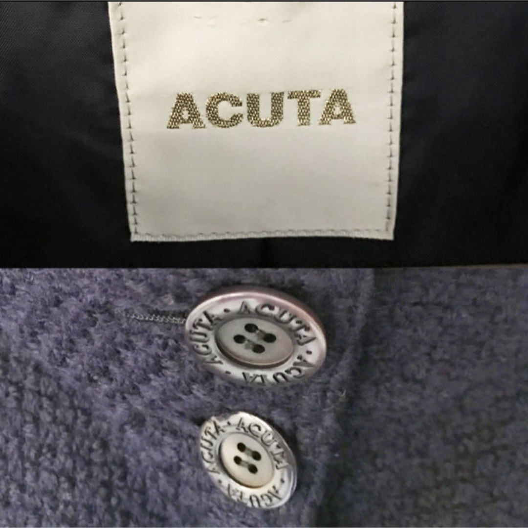 Acuta(アクータ)のACUTA　細身 ツイードコート　ミドル丈　ネイビー レディースのジャケット/アウター(ニットコート)の商品写真