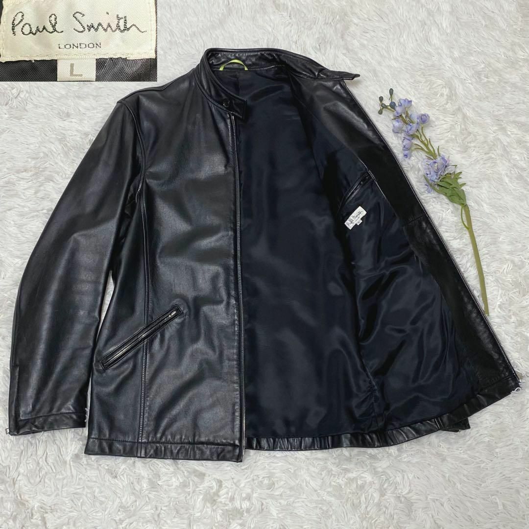 美品 PAUL SMITH ポールスミス ラムレザー ジャケット ライダース-