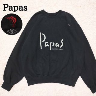 大人気☆希少　Papas　パパス　トレーナー　ビッグロゴ　Vガゼット　古着　LL(スウェット)