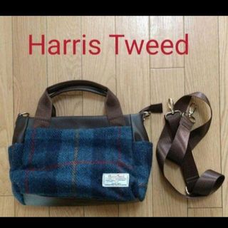 ハリスツイード(Harris Tweed)のハリスツイード チェック ネイビー レザー(ショルダーバッグ)