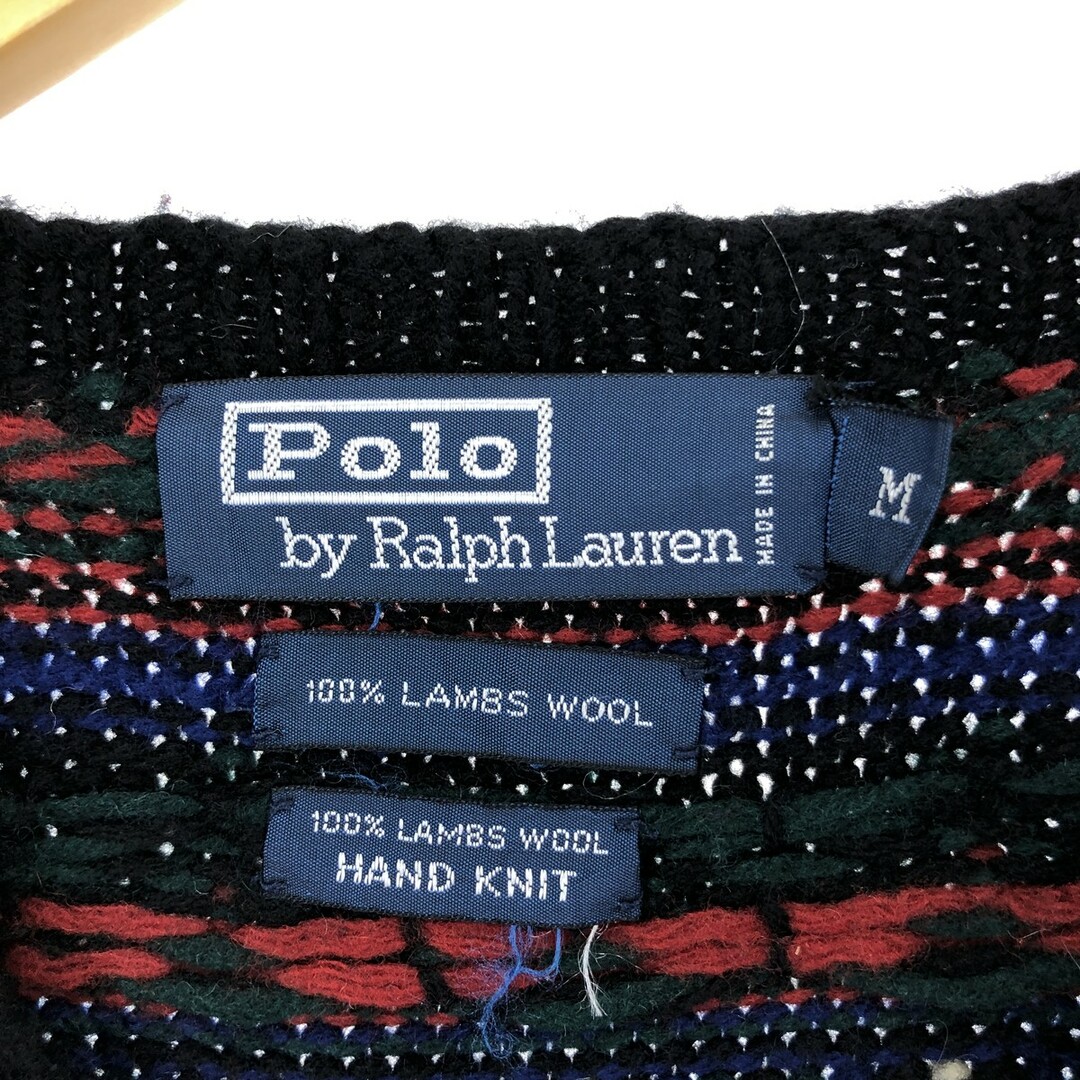 Ralph Lauren(ラルフローレン)の古着 ラルフローレン Ralph Lauren POLO by Ralph Lauren 総柄 HAND KNIT ハンドニット ウールニットセーター メンズM /eaa395814 メンズのトップス(ニット/セーター)の商品写真