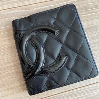 シャネル(CHANEL)のシャネル CHANEL カンボンライン 折り財布 がま口  キルティング 黒(財布)