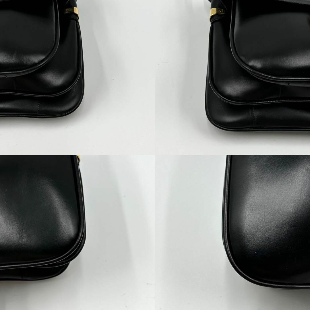 celine(セリーヌ)の美品✨セリーヌ ショルダーバッグ 斜め掛け トリオンフ 金具 フラップ ブラック レディースのバッグ(ショルダーバッグ)の商品写真