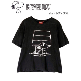 ピーナッツ　Tシャツ　レディスXXL　黒　USA古着　オーバーサイズ(Tシャツ(半袖/袖なし))