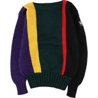 ラルフローレン(Ralph Lauren)の古着 ラルフローレン Ralph Lauren クレイジーパターン ユニパッチ付き ボートネック ウールニットセーター メンズL /evb003311(ニット/セーター)