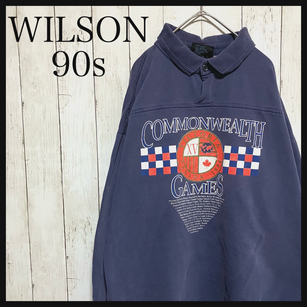 wilson(ウィルソン)のZ971ウィルソン スウェットトレーナー ビッグプリント 襟付90s メンズのトップス(スウェット)の商品写真