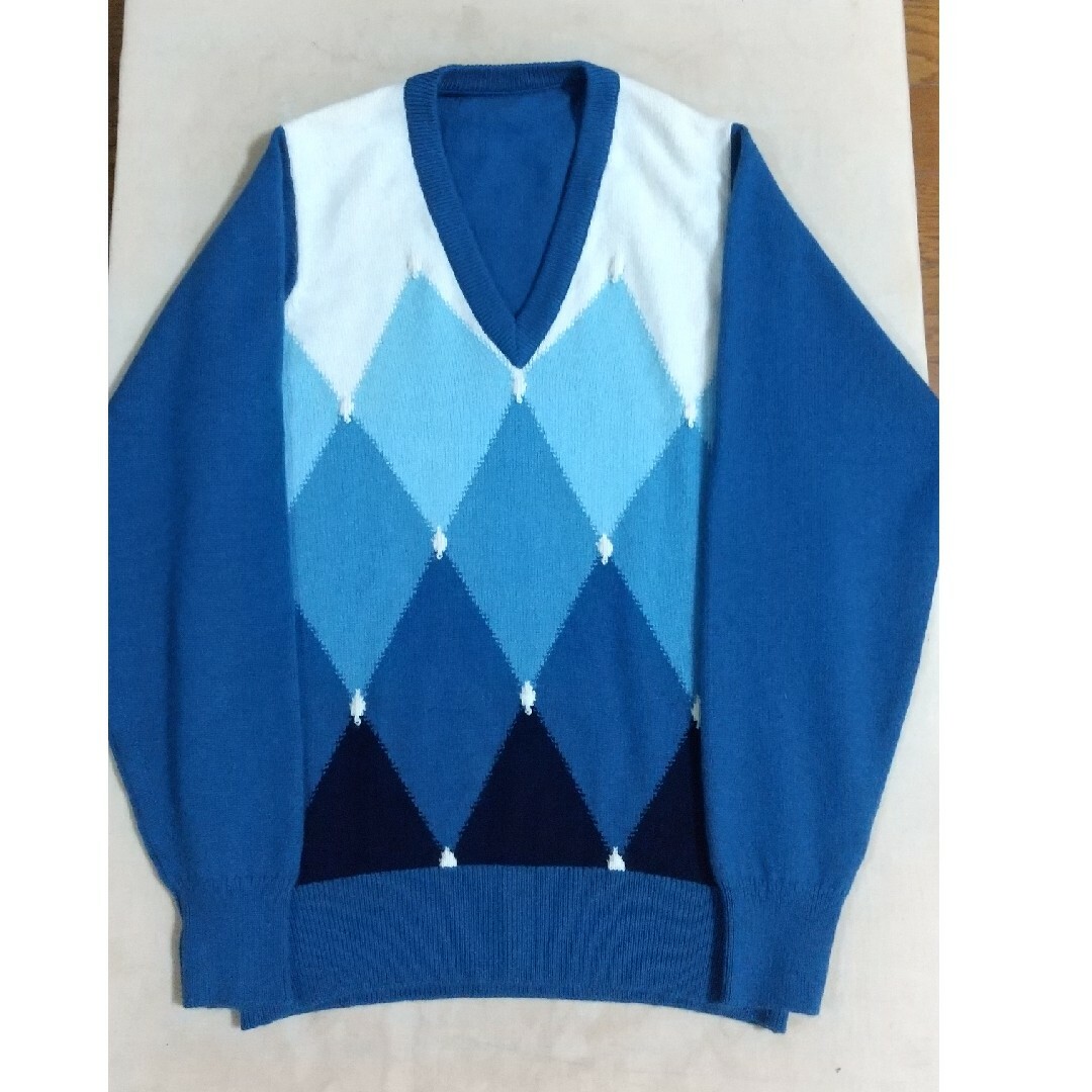 BALLANTYNE CASHMERE(バランタインカシミヤ)のBERK別注Ballantyneアーガイル 推定80s頃 カシミヤ 美品 メンズのトップス(ニット/セーター)の商品写真