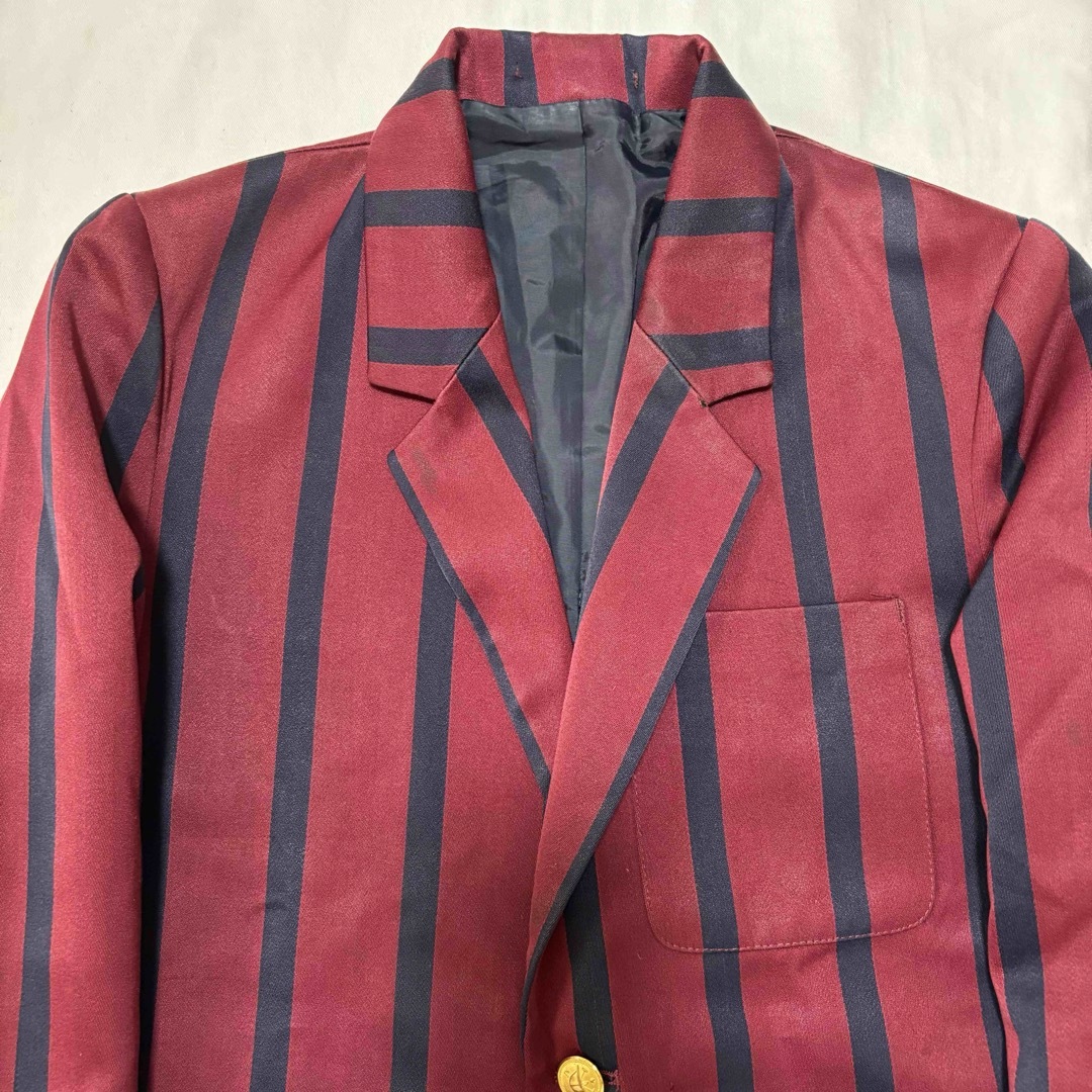 70s Haward Bros. ストライプ スクールジャケット えんじ紺 英国 メンズのジャケット/アウター(テーラードジャケット)の商品写真