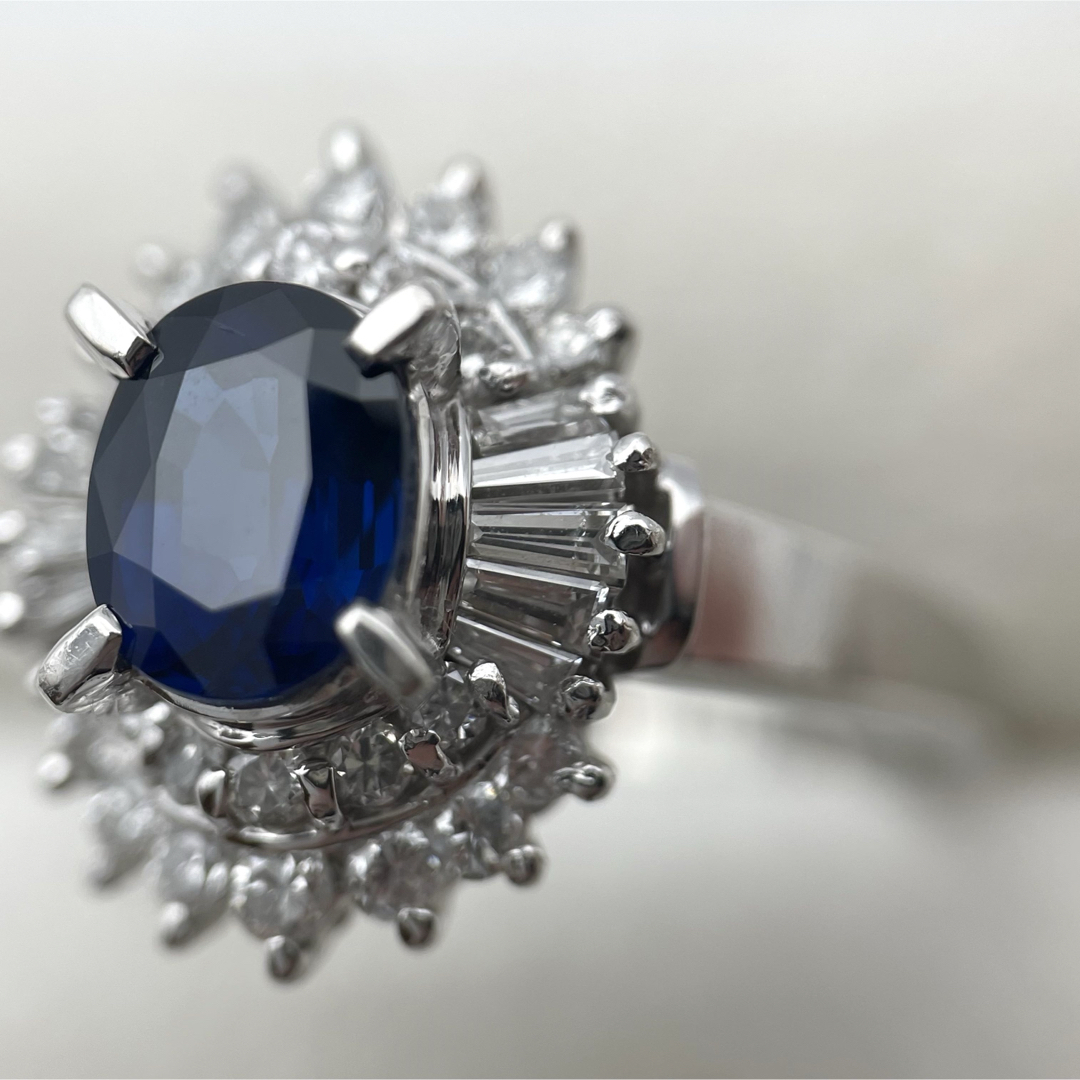 pt900 ブルーサファイア1ct ダイヤ0.5ct リング レディースのアクセサリー(リング(指輪))の商品写真