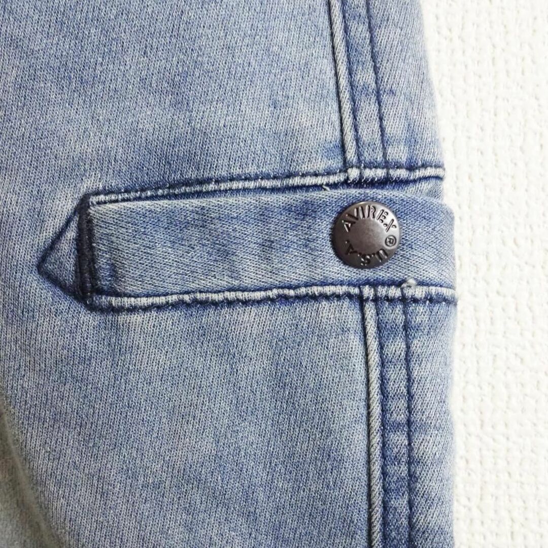 AVIREX(アヴィレックス)のアヴィレックス　バイカーカーゴデニムパンツ　W84cm　ストレッチ　スリム　淡青 メンズのパンツ(デニム/ジーンズ)の商品写真