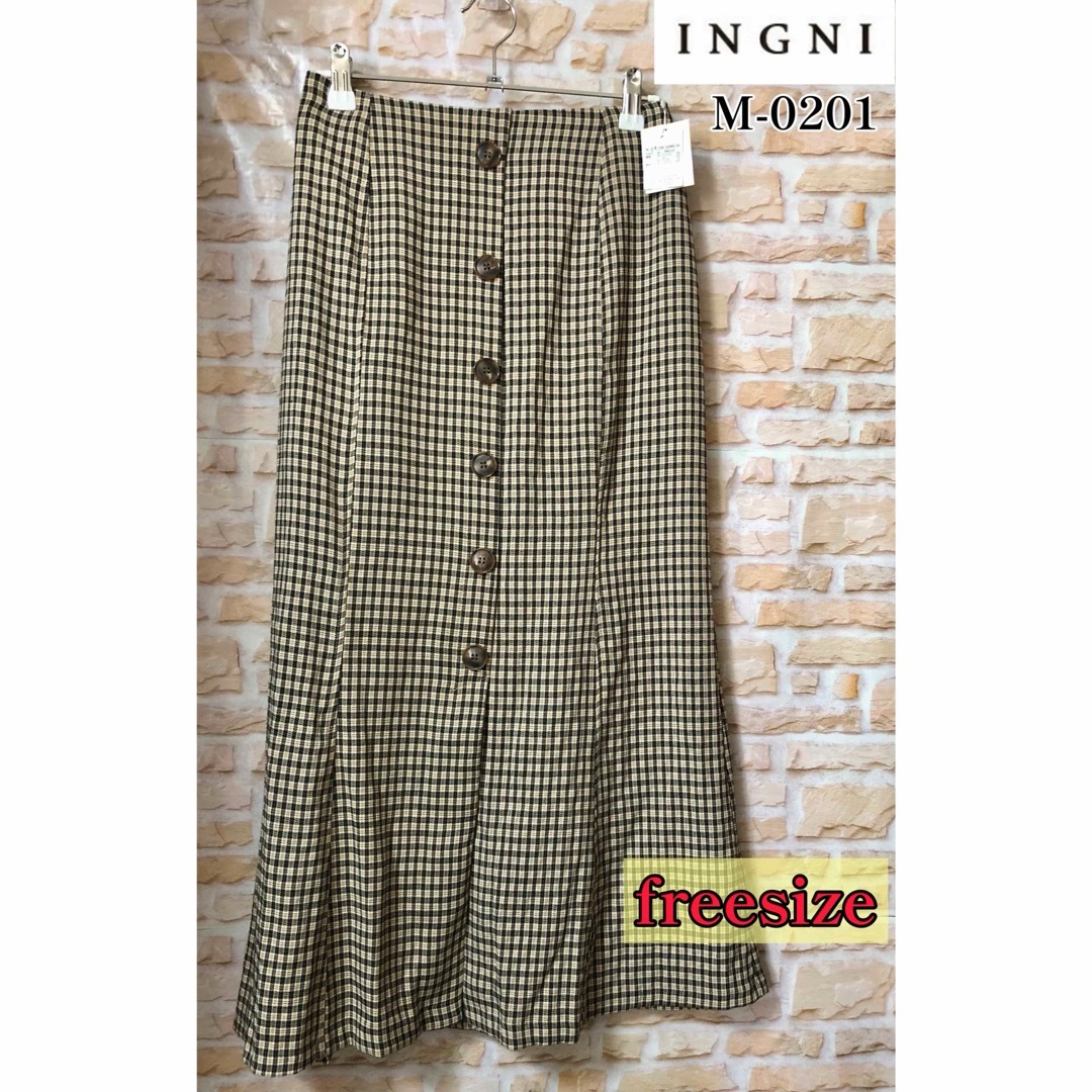 INGNI(イング)のINGNI 前ボタン チェック柄マーメイドスカート フォロー割引あり 値下げ レディースのスカート(ロングスカート)の商品写真
