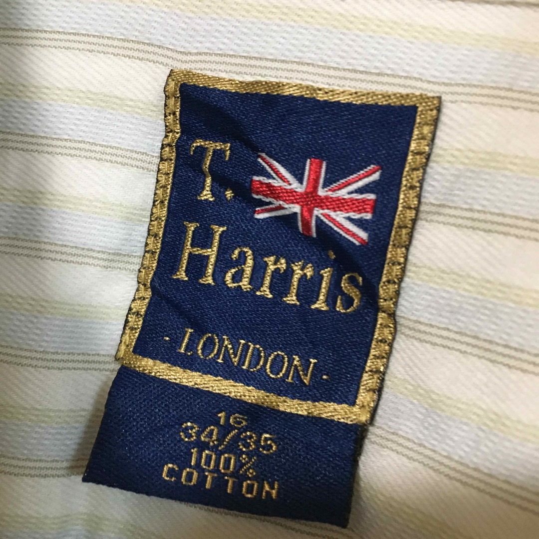 Harris Tweed(ハリスツイード)の【希少】ハリスツイード T.Harris ストライプシャツ 長袖シャツ 白 メンズのトップス(シャツ)の商品写真