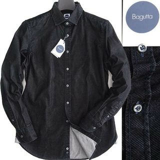 新品 BAGUTTA バグッタ 最高級 メンズ ドレスシャツ 織柄 黒 40