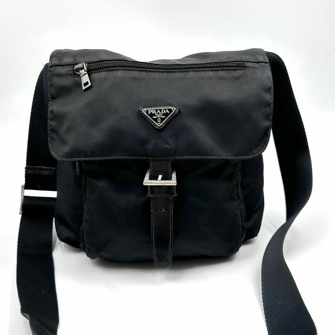 PRADA - 格安✨PRADA ショルダーバッグ 斜め掛け フラップ 三角ロゴ 白