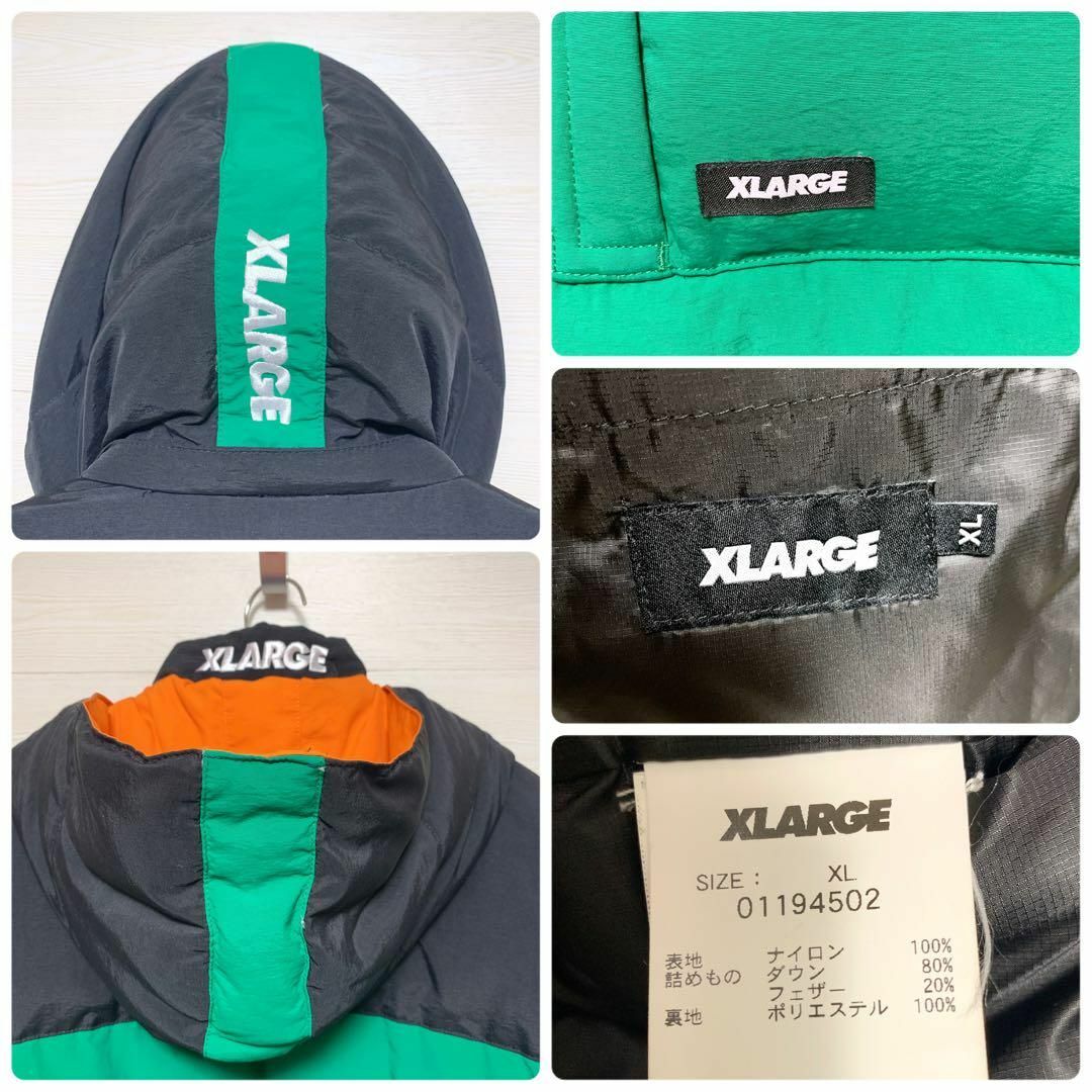 XLARGE(エクストララージ)の【肉厚】エクストララージ ダウンジャケット マルチカラー フード刺繍ロゴ XL メンズのジャケット/アウター(ダウンジャケット)の商品写真