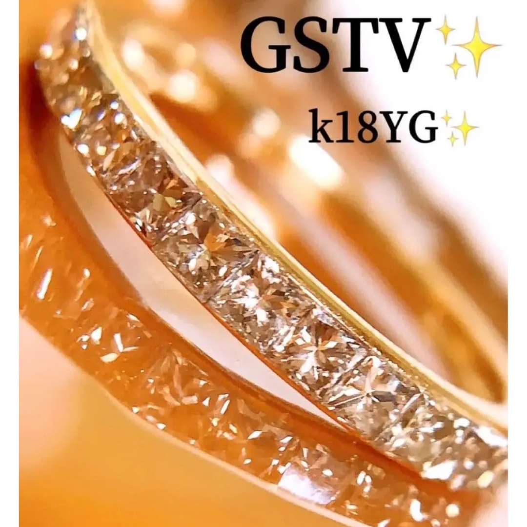 GSTV✨ブラウンダイヤ❗️k18プリンセスカットダイヤモンドリングの