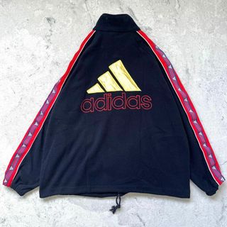 アディダス(adidas)の【90s アディダス】Lサイズ相当 刺繍ロゴ フリースジャケット 黒adidas(ブルゾン)