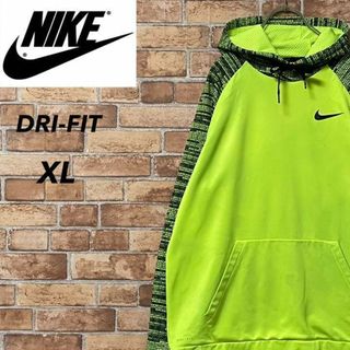 NIKE ボックスロゴ　パーカー　蛍光イエロー　XL