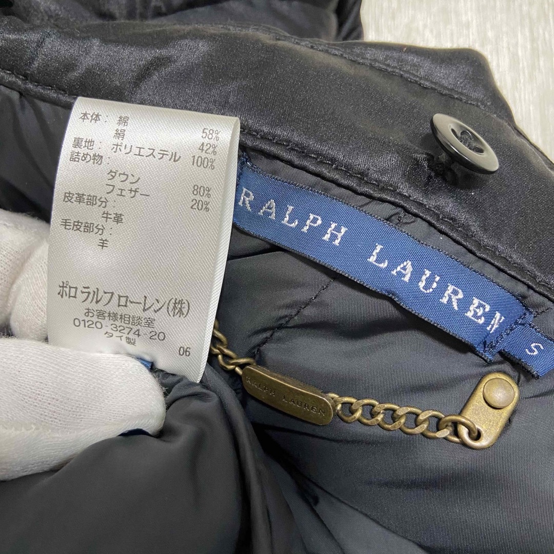 Ralph Lauren(ラルフローレン)の୨୧*̩̩̥ ラルフローレン シープファー シルク ドッキングレザーダウンベスト レディースのジャケット/アウター(ダウンベスト)の商品写真