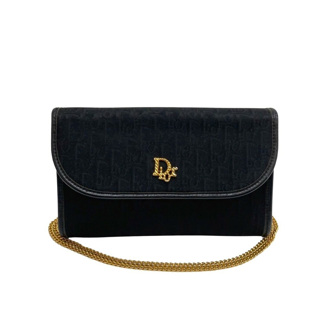 美品　ディオール　Dior チェーンショルダーバッグ　レザー　ブラック　黒　革