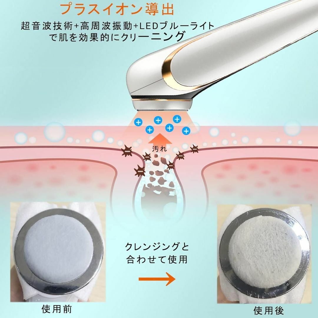 Vimaydo 美顔器 RF美顔器 イオン導出 イオン導入 EMS USB充電式の通販