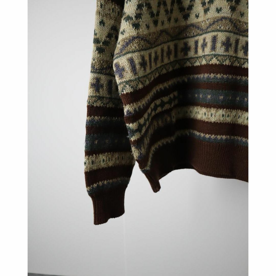 ART VINTAGE(アートヴィンテージ)の【vintage】オルテガ調 幾何学 デザイン 肉厚 ウール ニット セーター メンズのトップス(ニット/セーター)の商品写真