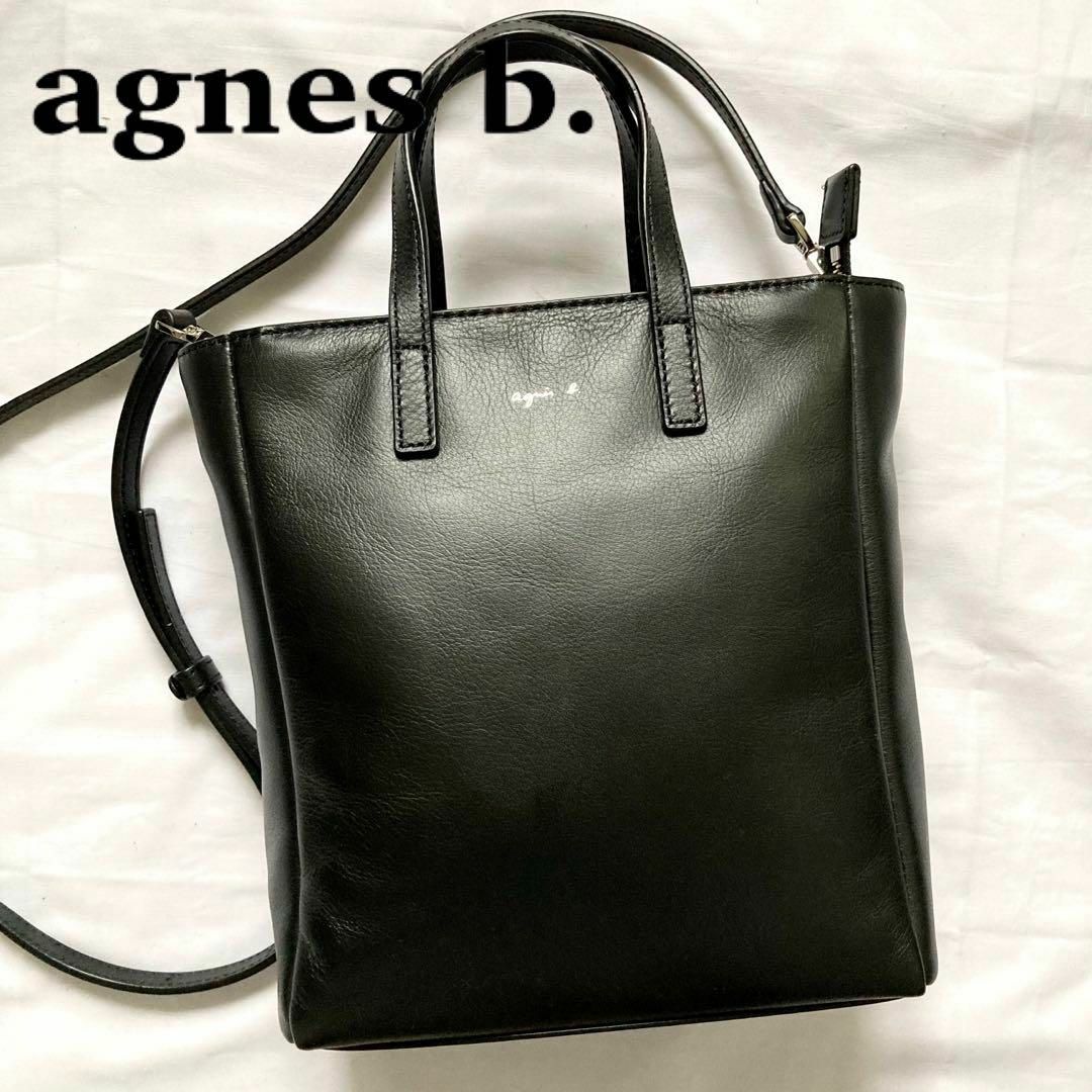 極美品 入手困難★agnes b ショルダーバッグ 2WAY オールレザー 黒