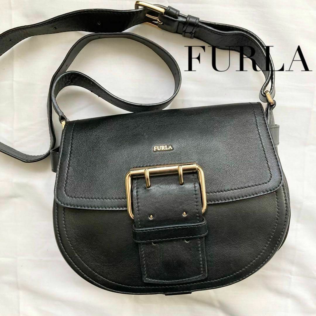 Furla(フルラ)の✨高級感✨FURLA フルラ ショルダーバッグ　レザー　ブラック　クロスボディ レディースのバッグ(ショルダーバッグ)の商品写真