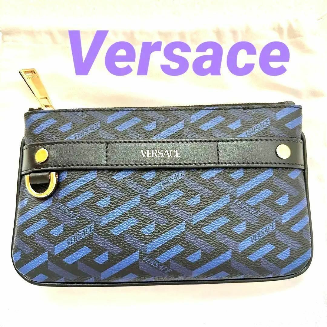 VERSACE - ꧁ヴェルサーチ꧂シグネチャー✨レザーポーチ✨グレカ