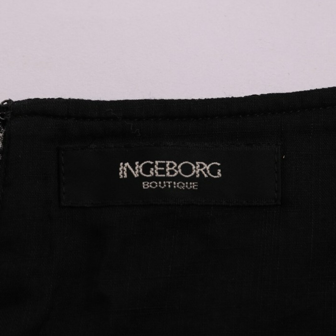 INGEBORG(インゲボルグ)のインゲボルグ フレアスカート リネン混 ボトムス 黒 白 レディース 11サイズ ブラック INGEBORG レディースのスカート(その他)の商品写真