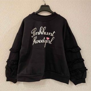 ピンクハント 袖フリル 裏起毛トレーナー(Tシャツ/カットソー)