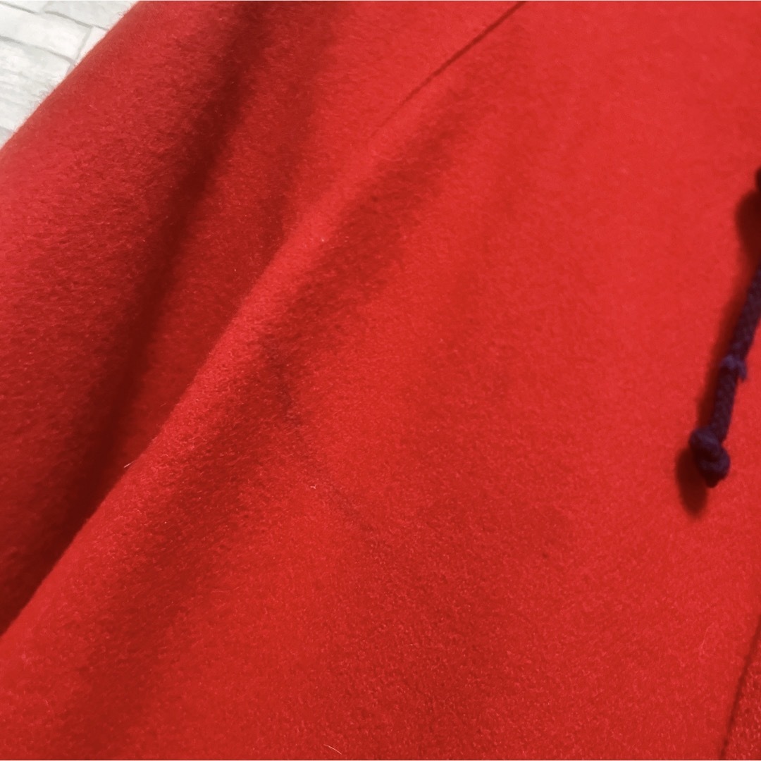レディース　ダッフルコート　XL　フード　ウール　ロング　レッド　赤　USA古着 レディースのジャケット/アウター(ダッフルコート)の商品写真