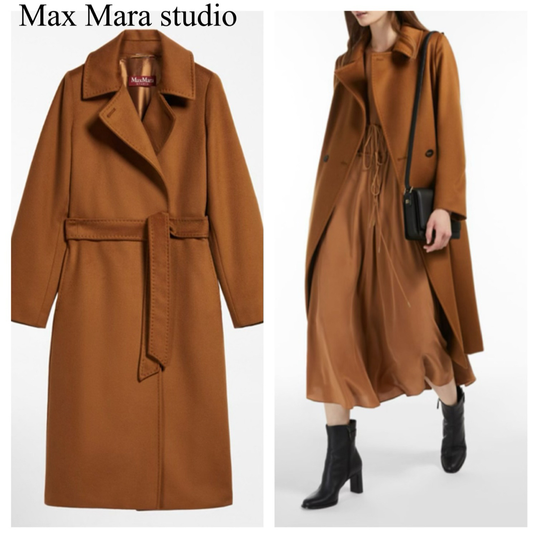 MaxMara ピュアヴァージンウールコート アウター Aライン ベルトロングコート