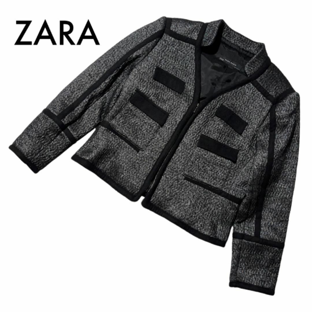 【美品】ZARA WOMAN ノーカラーコート　ジャケット　ブラック