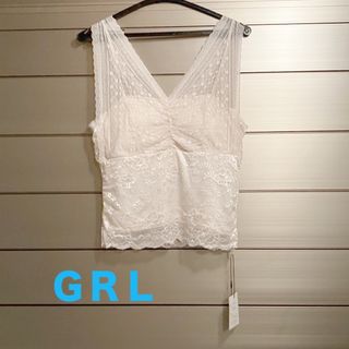 グレイル(GRL)の▶新品 GRLのカップ付き Vネックレース インナー  タンクトップ M(カットソー(半袖/袖なし))