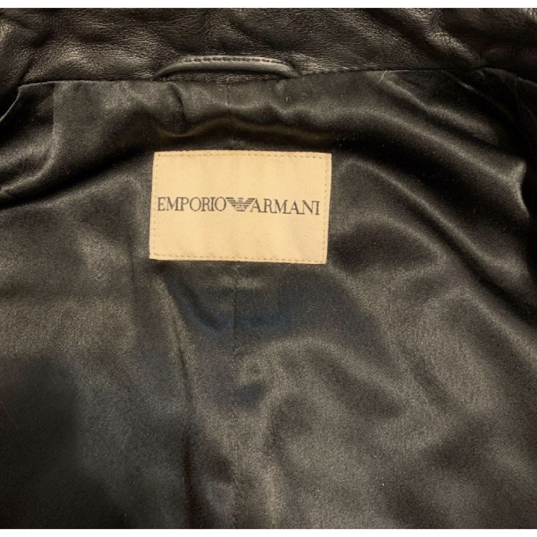 Emporio Armani(エンポリオアルマーニ)のema様 売約済　　　エンポリオアルマーニ エンボス加工 レザージャケット 本革 レディースのジャケット/アウター(ライダースジャケット)の商品写真