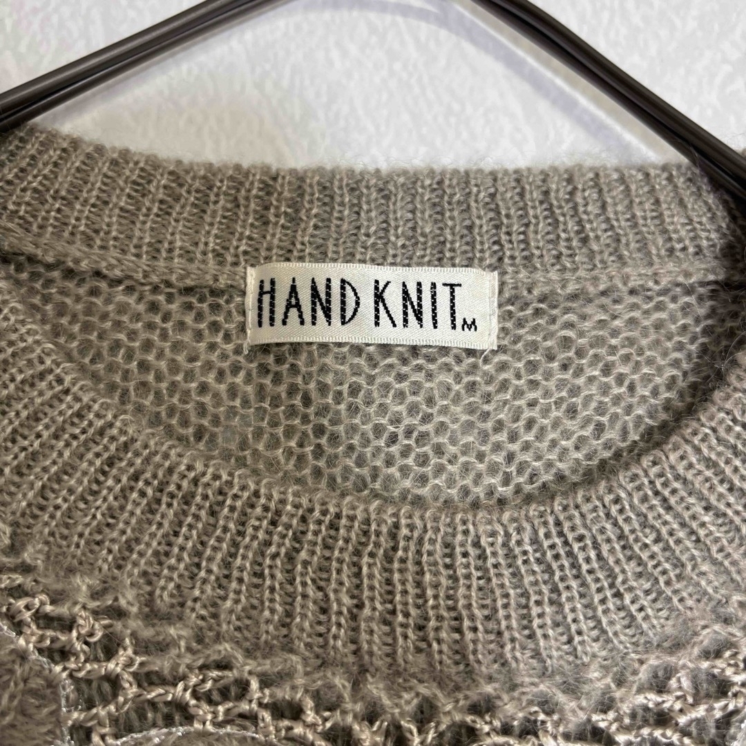 ヴィンテージ ハンドニット HAND KNIT花柄 モチーフニットセーター レディースのトップス(ニット/セーター)の商品写真
