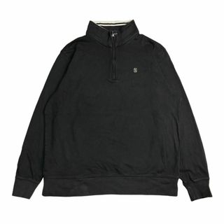 ラコステ(LACOSTE)のIZOD 古着　ハーフジップ　スウェット　ラコステ　ブラック　黒　ロゴ　ゴルフ(スウェット)