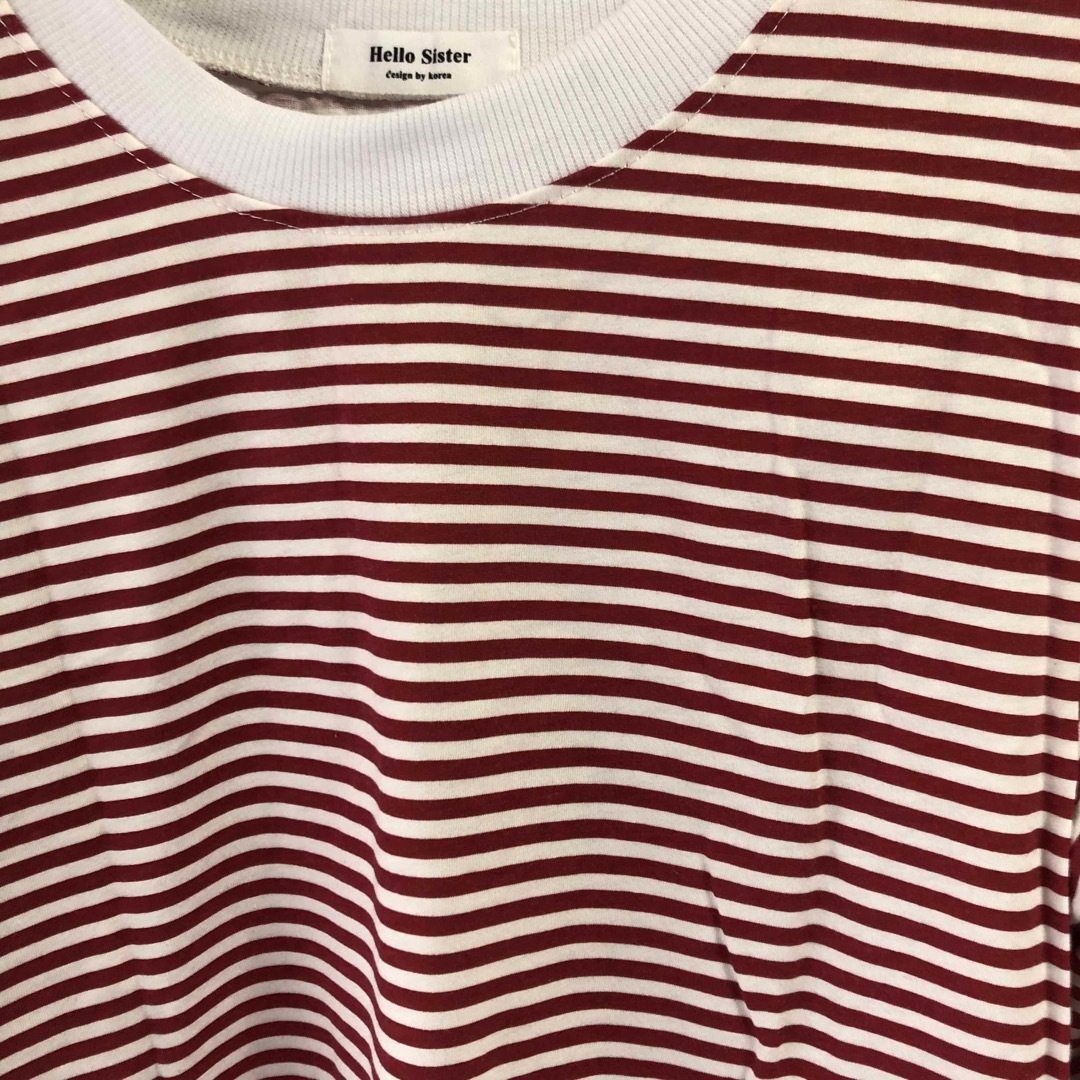 レッド　ボーダーTシャツ レディースのトップス(Tシャツ(長袖/七分))の商品写真