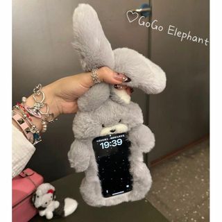 韓国♡もこもこ　ロング　みみ　うさぎ　ちゃん　ぬいぐるみ　iphoneケース(iPhoneケース)