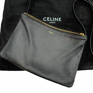 ✨近年モデル✨ CELINE  トリオ ラージ ショルダーバッグ 黒色 レザー