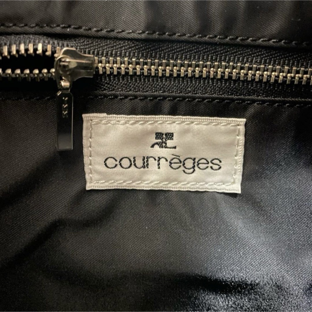 courreges クレージュ ロゴ ミニ ハンドバッグ エコ レザー ブラック