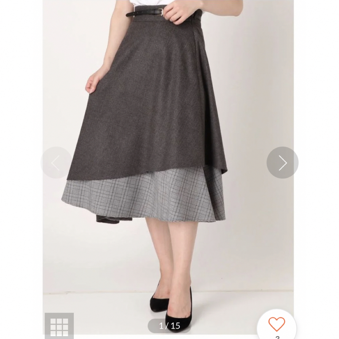 MERCURYDUO(マーキュリーデュオ)のMERCURYDUO イレヘム切替チェック柄　スカート レディースのスカート(ロングスカート)の商品写真